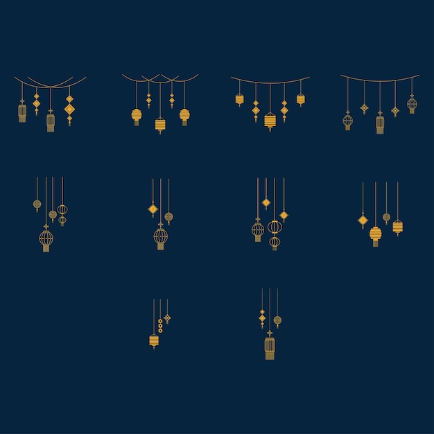 Vector gold lunar decorative hanging