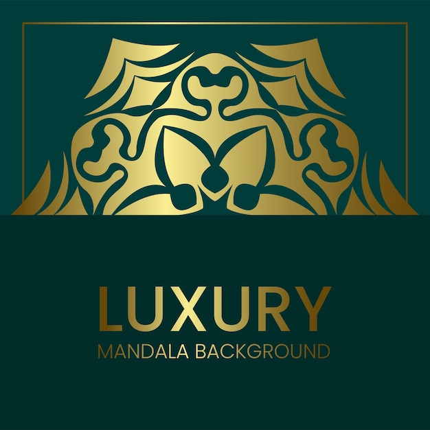 Gold luxurious mandala with green background design vector