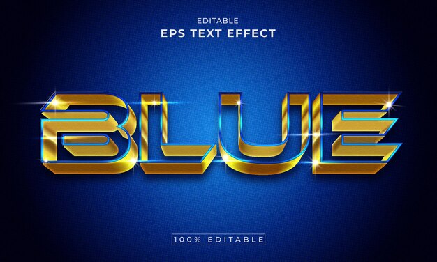 Gold luxury blue shiny editable 3d text effect premium vector