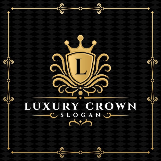 Logo ornamentale corona di lusso in oro
