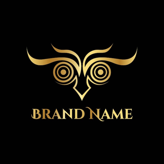 Gold luxury cursive owl logo template