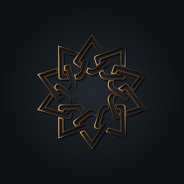 Gold Luxury emblem template design, overlapping elements. Islamic motif. Golden knot. Geometric