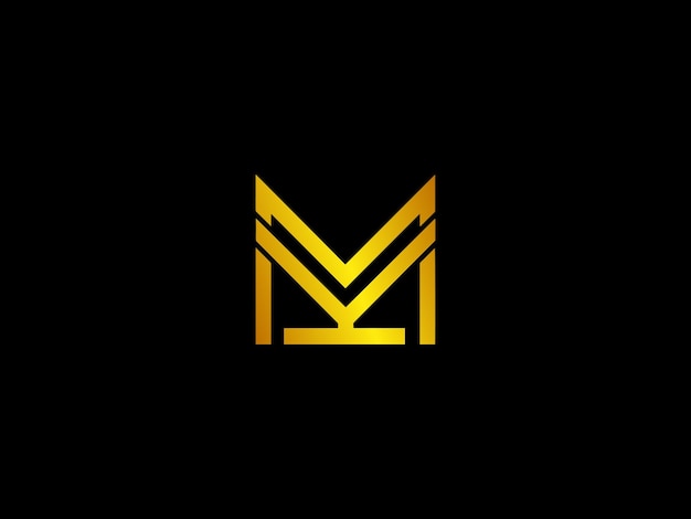 Gold m logo on a black background