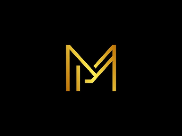 Gold m logo with a black background