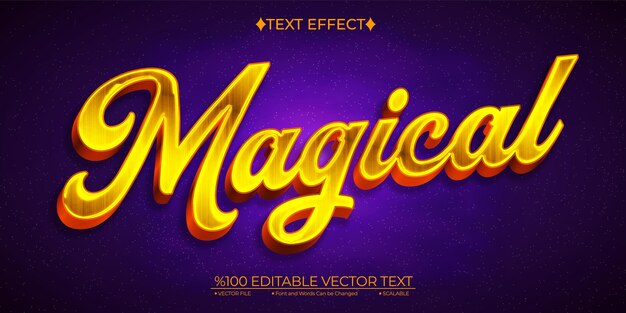 Vector gold magical editable vector 3d text effect