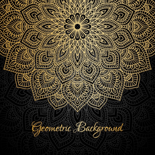 Vector gold mandala background template illustration.