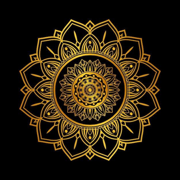 Gold mandala on a black background. gold mandala on a black background. vector illustration.