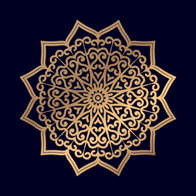 Gold mandala on a black background. gold mandala on a black background. vector illustration.