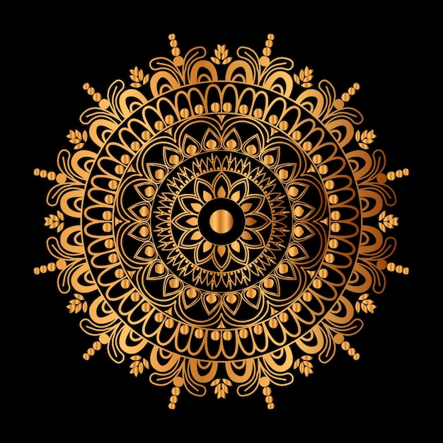 gold mandala on a black background. vector illustration. stock illustration