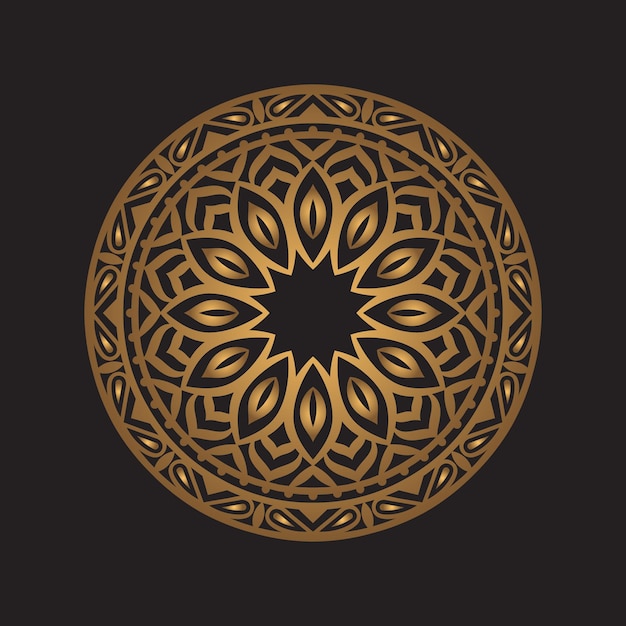 Vector gold mandala on a black background