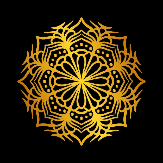 Gold mandala on a black background