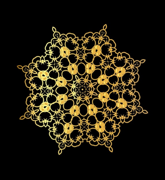 Gold mandala on black background