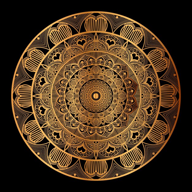 Vector gold mandala on a black background