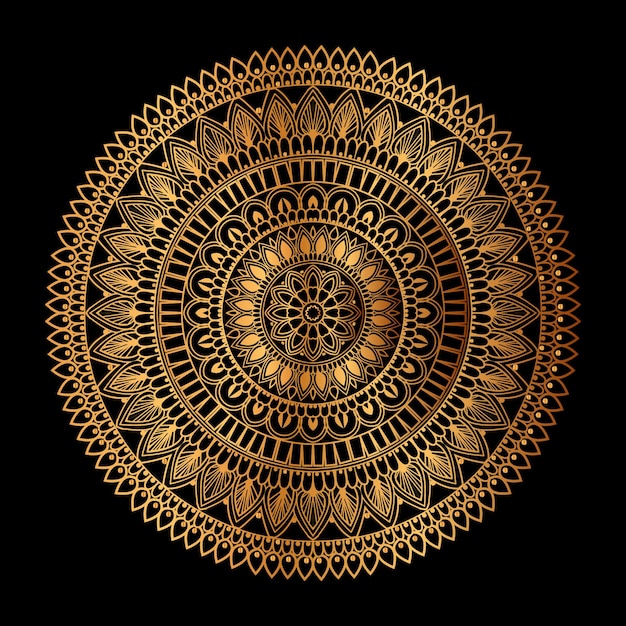 Gold mandala on a black background