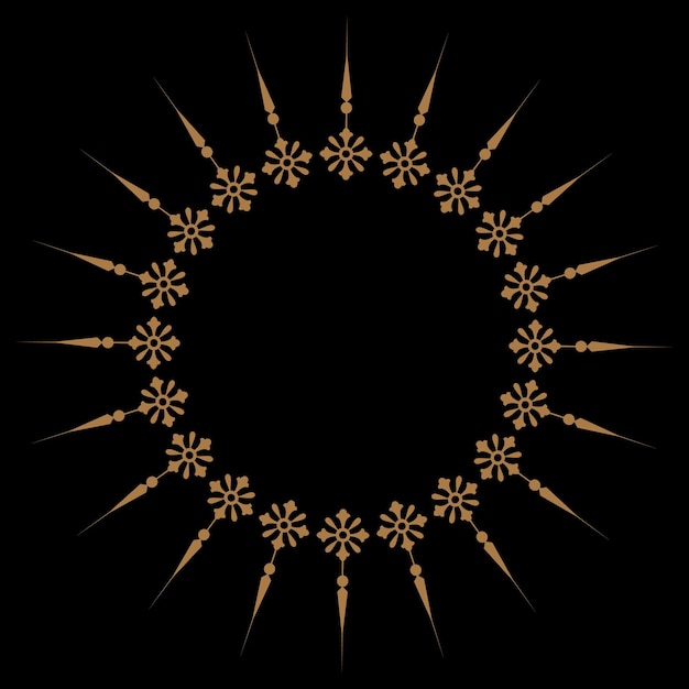 A gold mandala on a black background