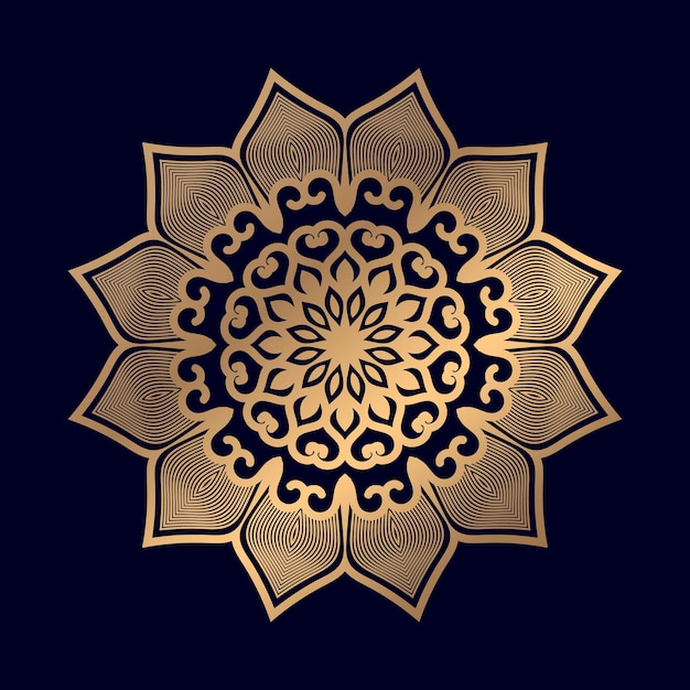 Gold mandala on a blue background. gold mandala on a blue background. vector illustration.