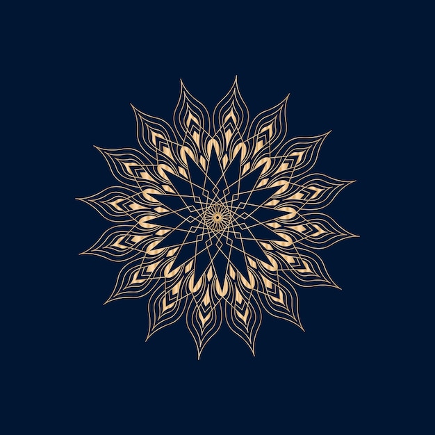 Gold mandala on a blue background. vector illustration.