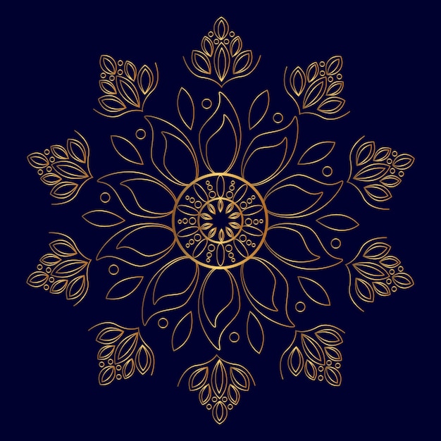 Vector gold mandala on blue background