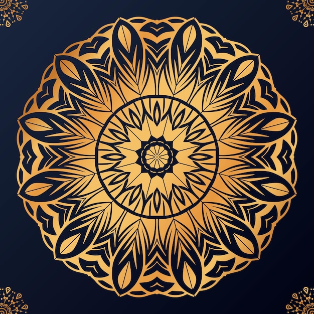 Gold mandala on a blue background