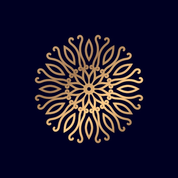 Gold mandala on a dark blue background