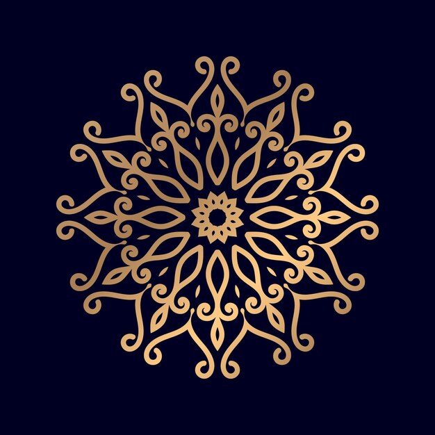 Gold mandala on a dark blue background