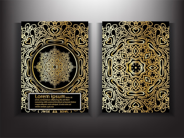 Шаблон дизайна роскошной обложки Gold Mandala