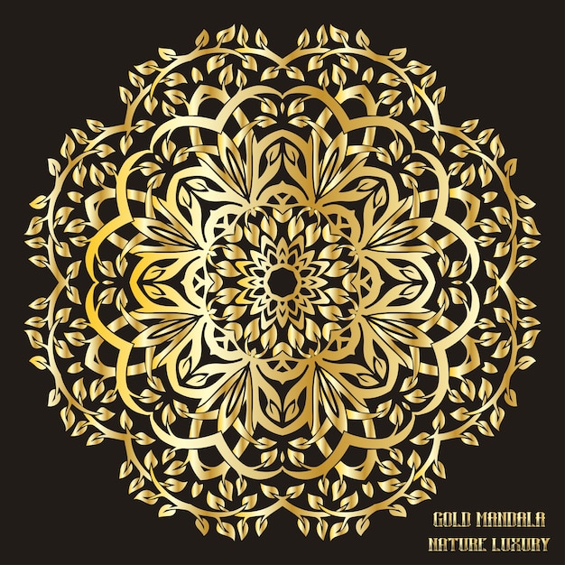 Gold mandala nature luxury pattern