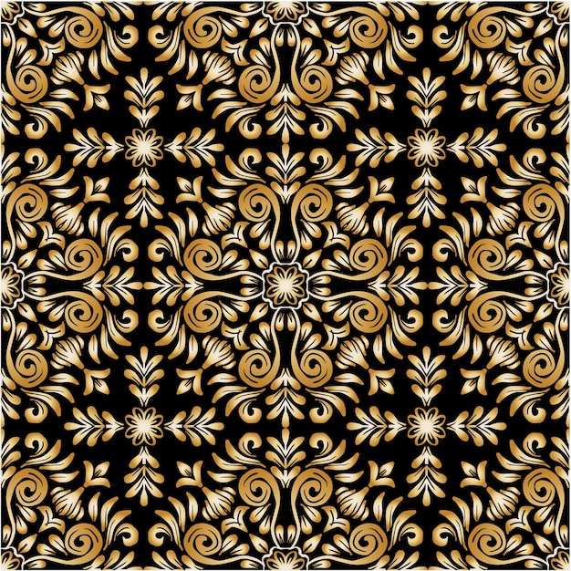 Gold mandala seamless pattern floral ornament