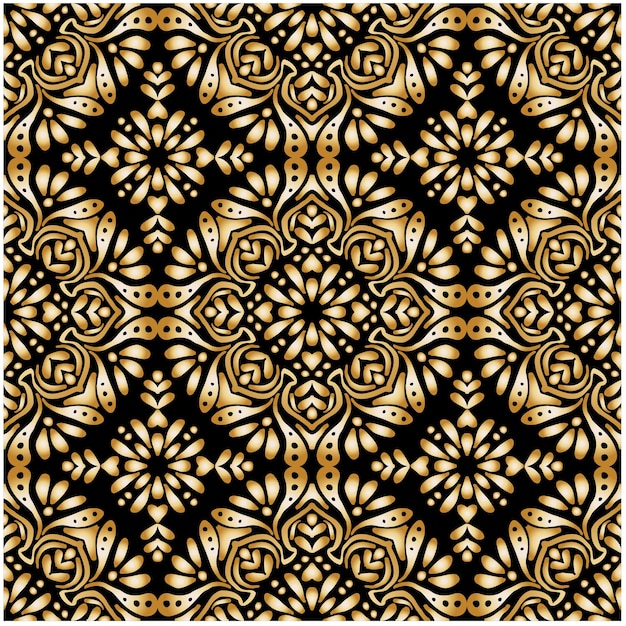 Gold mandala seamless pattern floral ornament