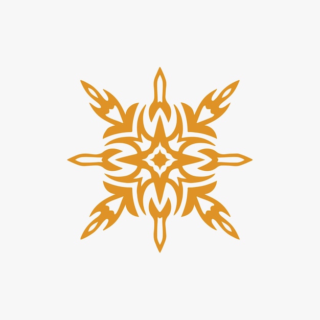 Золотая мандала племенной цветок логотип на белом фоне трафарет наклейка татуировки векторные иллюстрации