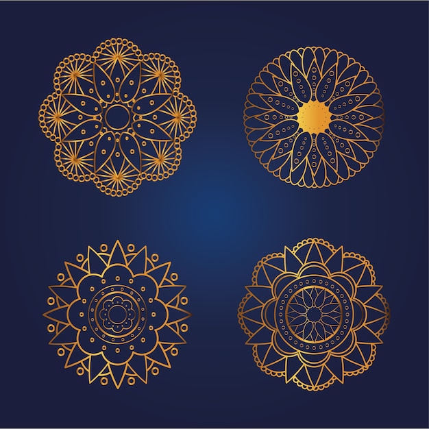 Золотые мандалы набор дизайн богемского орнамента