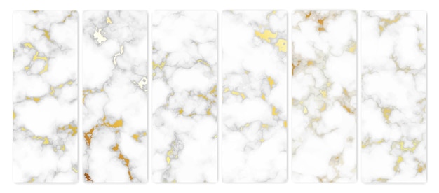 Gold marble texture background Set of six abstract backdrops of marble granite stone Vector illustration