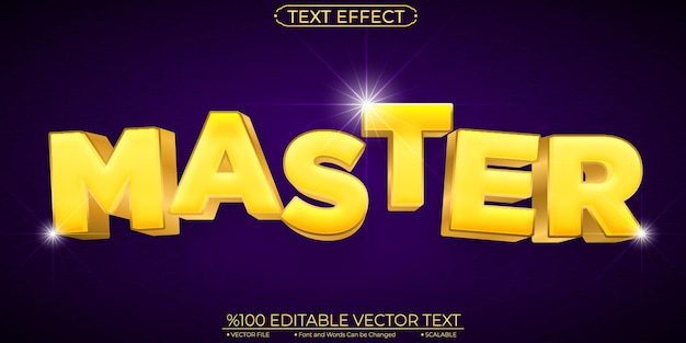 Редактируемый и масштабируемый векторный текстовый эффект Gold Master