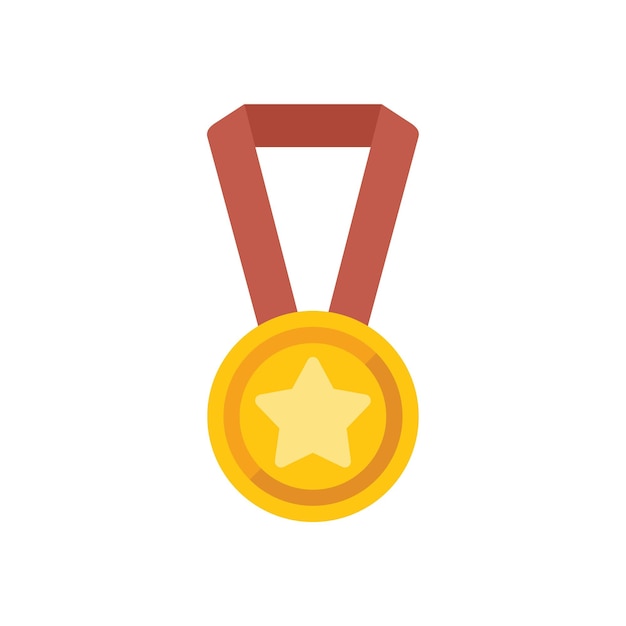 Gold medal degree icon flat vector graduate education training success isolated