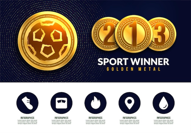 gold medal of football for winner winning medals for first second and third place banner