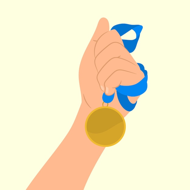 Vector gold medal in hand