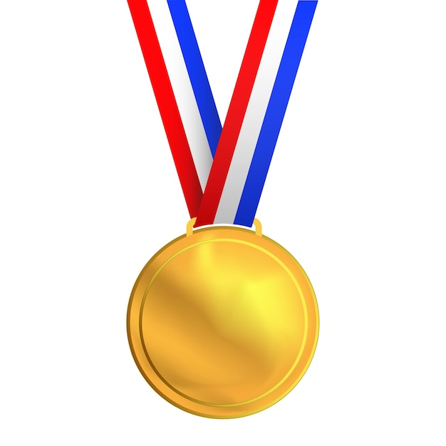 Gold medal hangs on a ribbon