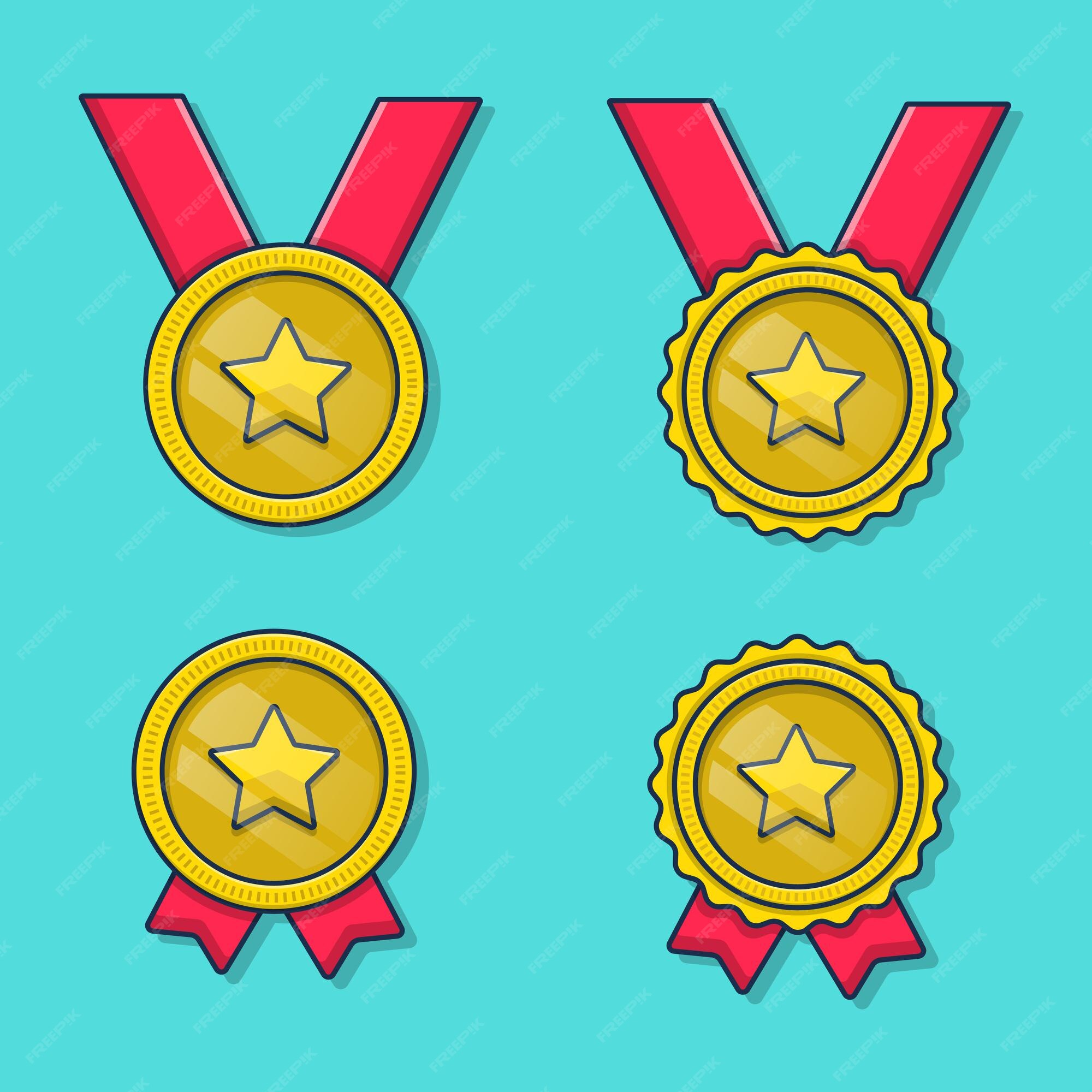 Premium Vector | Gold medal icon illustration flat cartoon style Premium Vector | Gold medal icon illustration flat cartoon style
