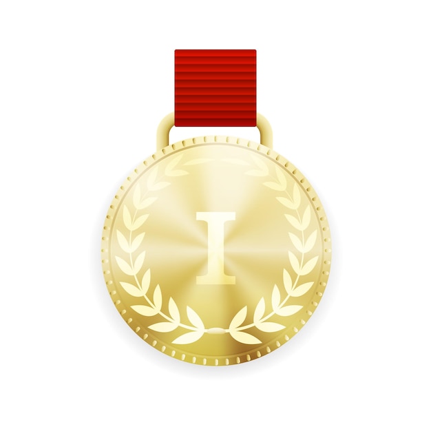 Vettore medaglia d'oro. sigilli metallici premium per i vincitori dei primi posti.