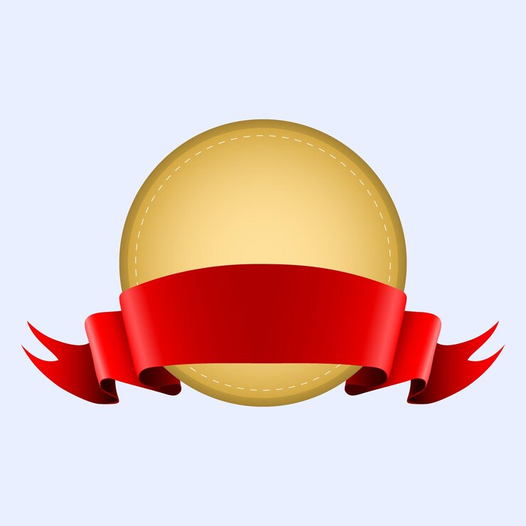 Vector 파란색 배경에 빨간색 실크 리본에 금메달