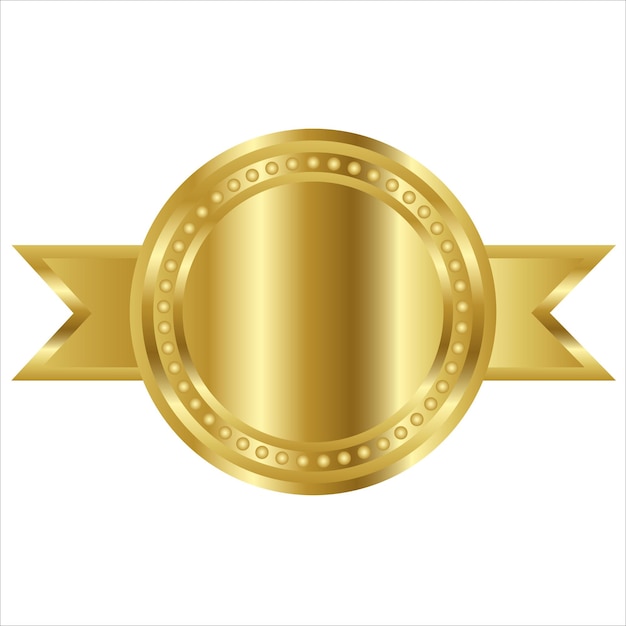 Gold medal set badge vector the best award