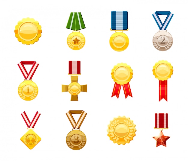 Vettore medaglia d'oro. cartoon set di medaglia d'oro