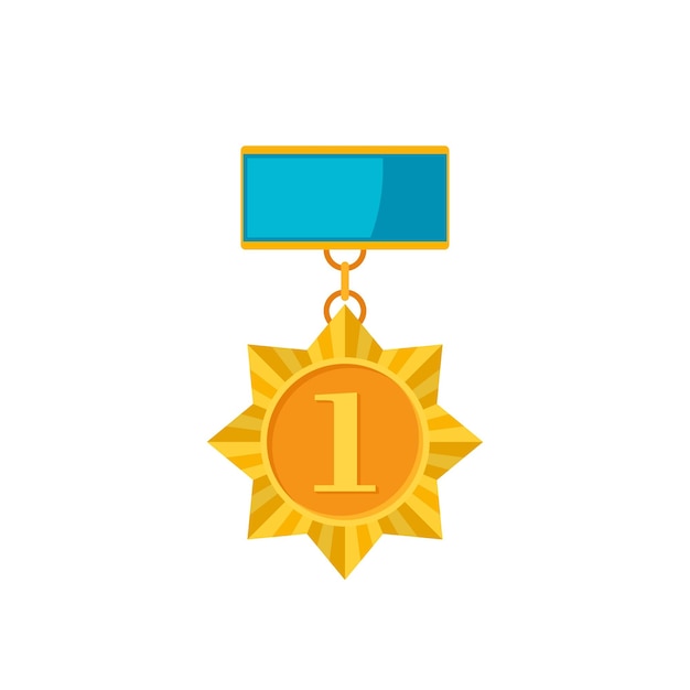 Gold medal star isolated on a white background Award gold winner prize icon in flat style