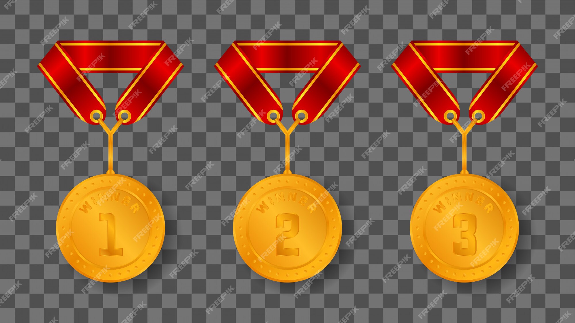 Premium Vector | Gold medal victory with a ribbon hanger