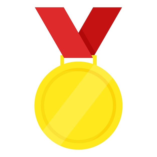 Vector gold medal with red ribbon