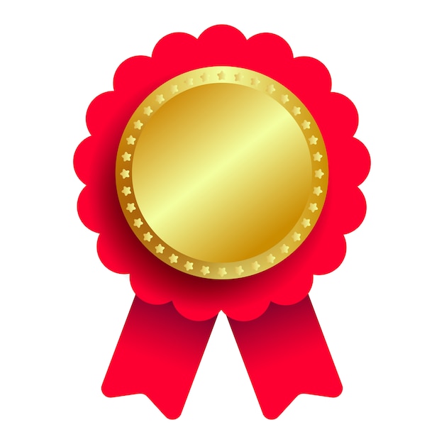 Vector gold medal with red ribbon