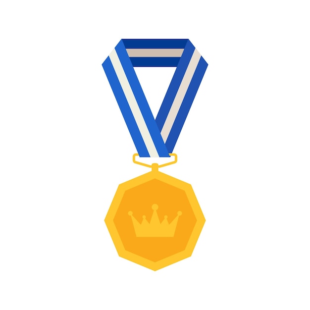 Gold medal with ribbon Vector illustration