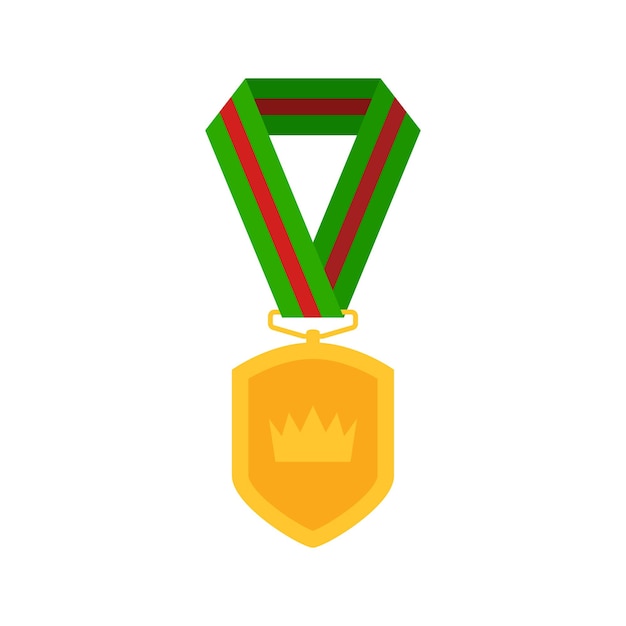 Gold medal with ribbon vector illustration