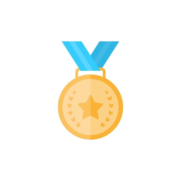 Gold medal with star and ribbon