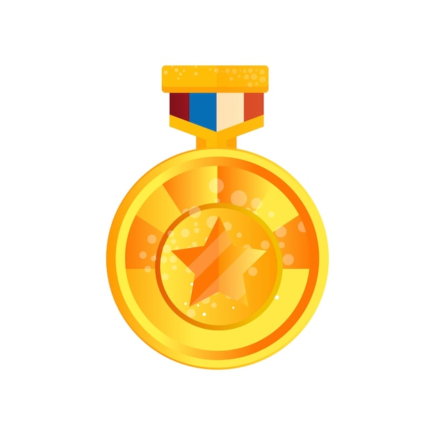 Gold medal with star vector Illustration isolated on a white background